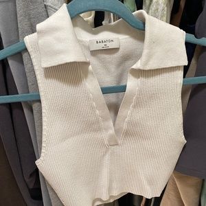 scult knit babaton polo crop top